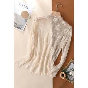 NEW LA ROSEASON women's lace mesh top in apricot